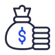 money bag and coins stacking